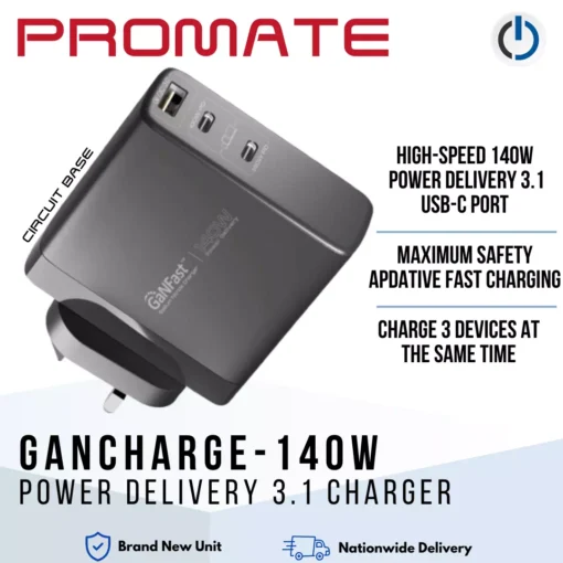 PROMATE GaNCharge-140W Power Delivery 3.1 Charger