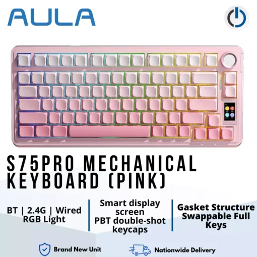 AULA S75PRO Mechanical Keyboard (Pink)