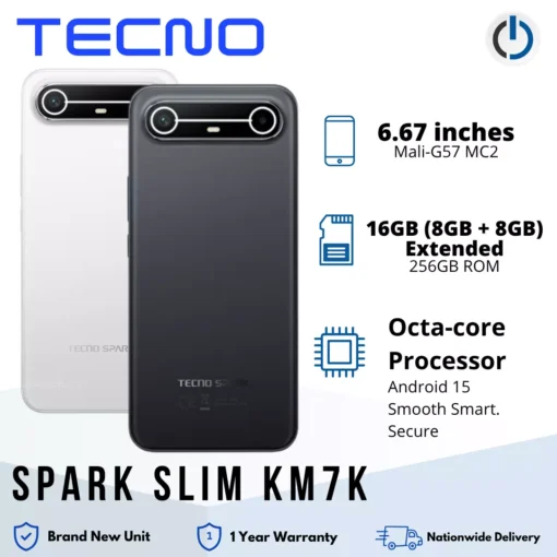 Tecno Spark Slim KM7K Mobile Phone | 16GB RAM* (8GB + 8GB Extended) + 256GB