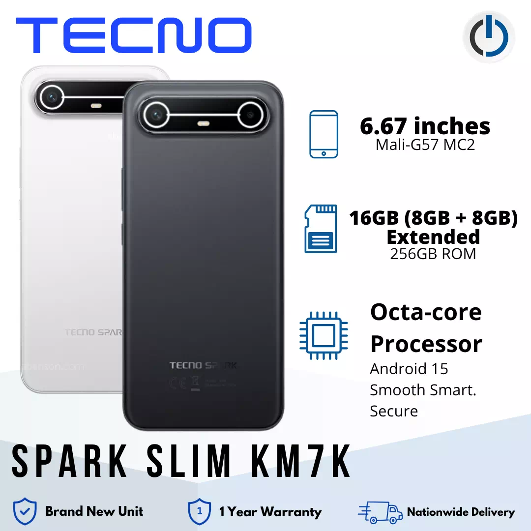 Tecno Spark Slim KM7K Mobile Phone | 16GB RAM* (8GB + 8GB Extended) + 256GB