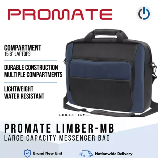 PROMATE Limber-MB Large Capacity Messenger bag with Multiple Compartments for 15.6” Laptops
