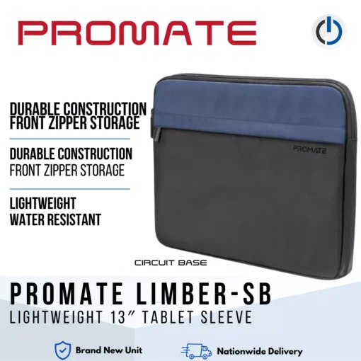 PROMATE Limber-SB Lightweight 13″ Tablet Sleeve with Front Storage Zipper