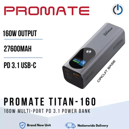PROMATE TITAN-160 160W Multi-Port PD 3.1 Power Bank