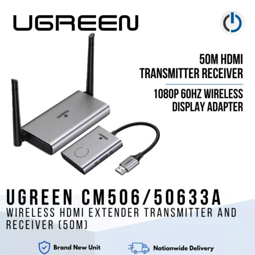 UGREEN CM506/50633A Wireless HDMI Extender Transmitter and Receiver (50M)