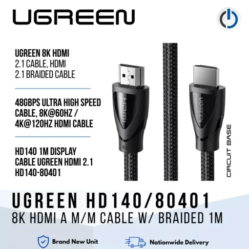 UGREEN HD140/80401 8K HDMI A M/M Cable w/ Braided 1M