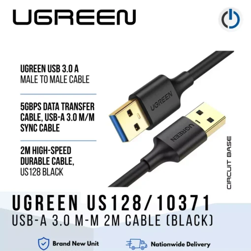 UGREEN US128/10371 USB-A 3.0 M-M 2M Cable (Black)