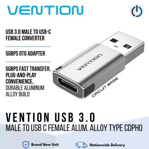 Vention USB 3.0 Male to USB C Female Alum. Alloy Type CDPH0