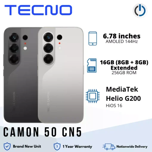 Tecno Camon 50 CN5 Mobile Phone | 16GB RAM* (8GB + 8GB Extended) + 256GB