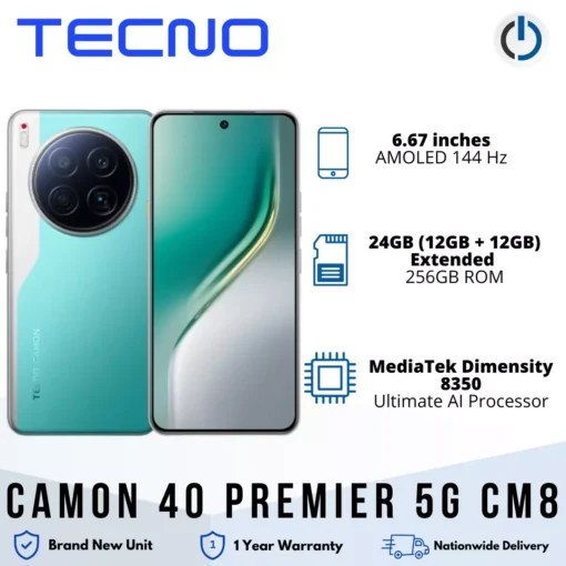Tecno Camon 40 Premier 5G CM8 Mobile Phone | 24GB RAM* (12GB + 12GB Extended) + 256GB