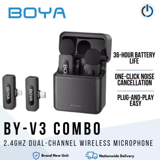 BOYA BY-V3 Combo 2.4GHz Dual-Channel Wireless Microphone